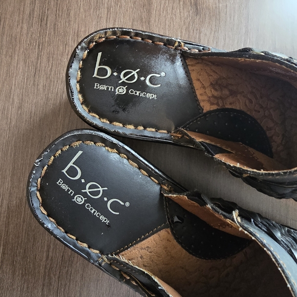 b.o.c. Black Leather Mules with Braided Detail Very Clean Size 7 - Picture 3 of 10